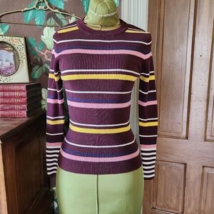 NEW LOOK Long Sleeve Striped Knit Sweater Size US 8